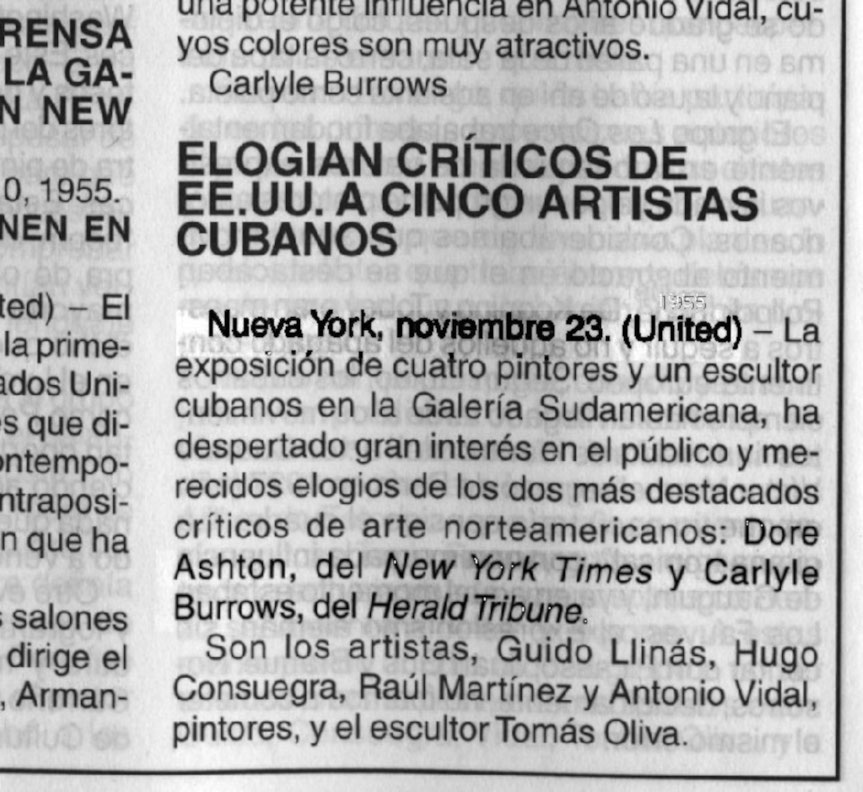 Newspaper clipping from November 1955